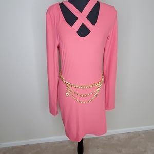 Pink midi bodycon dress without the belt